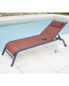 Transat de jardin Gozo terracotta - 197.5x69x35 cm