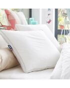 Oreiller ferme en Percale de Coton double passepoil blanc