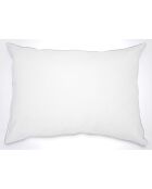 2 Oreillers fermes en Percale de Coton double passepoil blancs