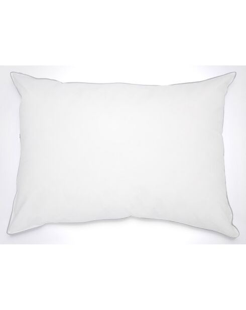 2 Oreillers fermes en Percale de Coton double passepoil blancs