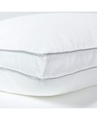 2 Oreillers fermes en Percale de Coton double passepoil blancs
