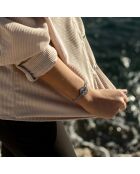 Bracelet Rose Des Vents Bise en Argent vieilli bleu/beige