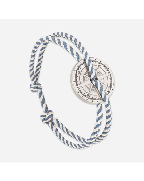 Bracelet Rose Des Vents Bise en Argent vieilli bleu/beige