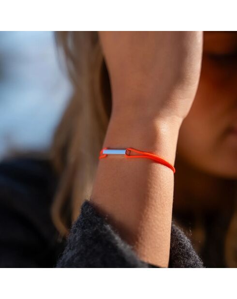 Fluoorangefarbenes versilbertes Track-Armband