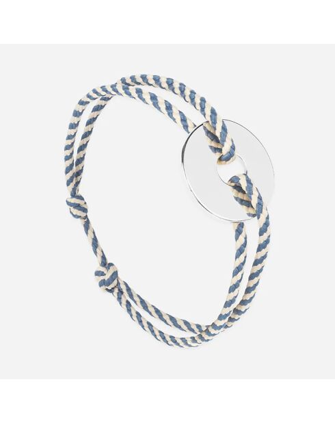 Marineblauw/beige verzilverde Basin-armband