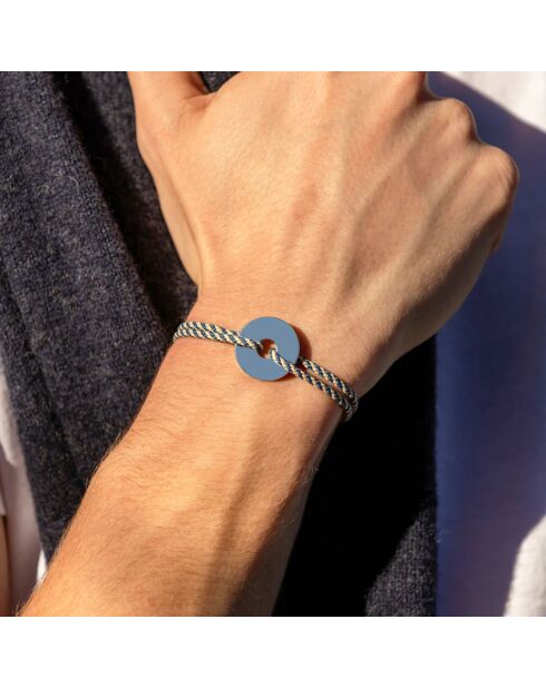 Marineblauw/beige verzilverde Basin-armband