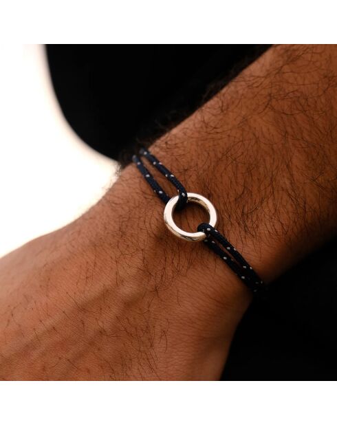 Bracelet Constant en plaqué Argent bleu marine/blanc