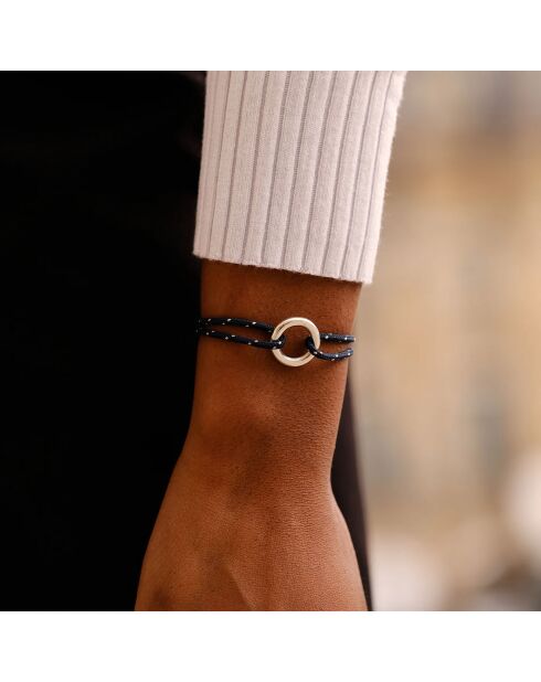 Bracelet Constant en plaqué Argent bleu marine/blanc