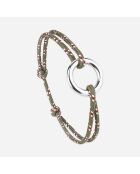 Bracelet Ere en plaqué Argent kaki/blanc/rouge