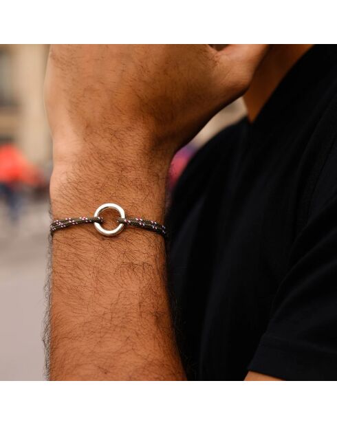 Bracelet Ere en plaqué Argent kaki/blanc/rouge