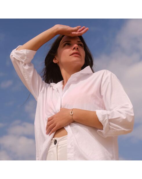 Orin armband in beige verzilverd