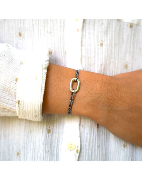 Anthrazitfarbenes versilbertes Spaltarmband