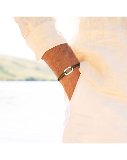 Bracelet Gilet en plaqué Argent bleu marine/blanc/rouge