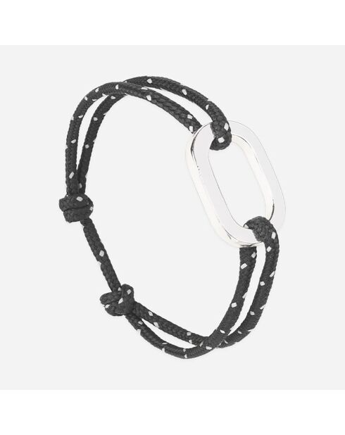 Zwart/wit verzilverde Glisse armband