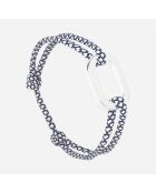 Bracelet Varech en plaqué Argent bleu marine/blanc