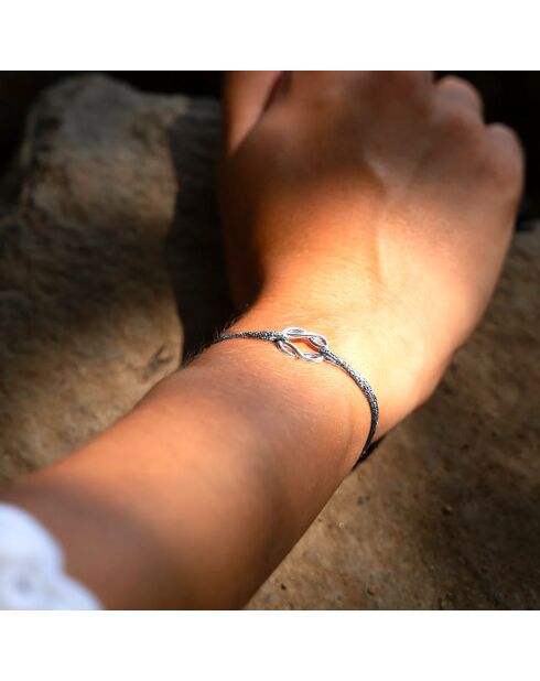 Anthrazitfarbenes versilbertes Ploce-Armband