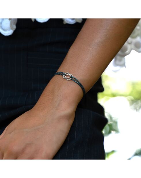 Punta armband in verzilverd marineblauw