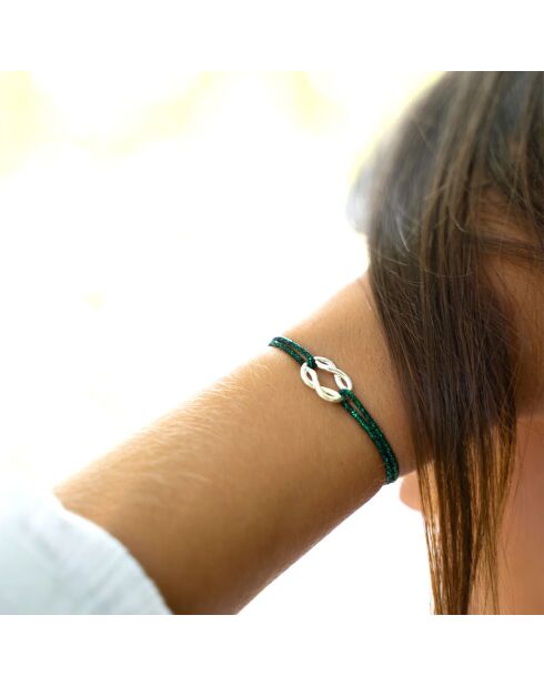 Punta armband in verzilverd marineblauw