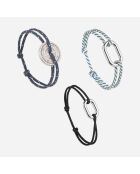 3 Bracelets Amure + Marin + Harpon en plaqué Argent beige/bleu