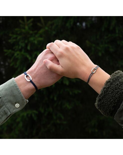 2 Darse + Florence Armbänder aus versilbertem Marineblau/Schwarzsilber