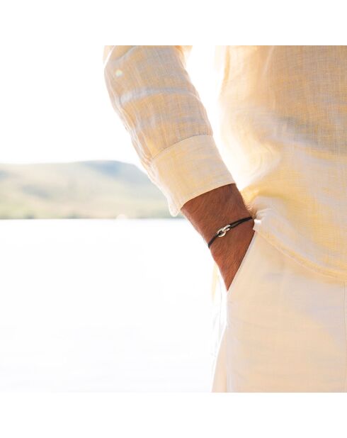 2 Darse + Florence Armbänder aus versilbertem Marineblau/Schwarzsilber