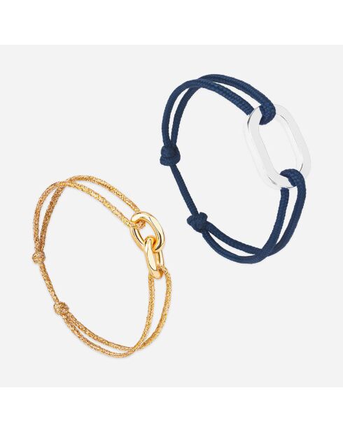 2 Darse + Sintra-armbanden in zilver en verguld zilver en goud marine/goud