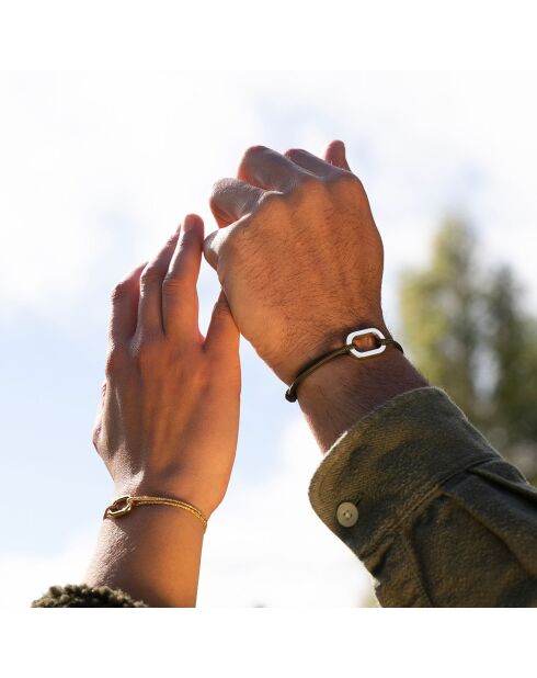 2 Bracelets Darse + Split en plaqué Argent bleu marine/anthracite