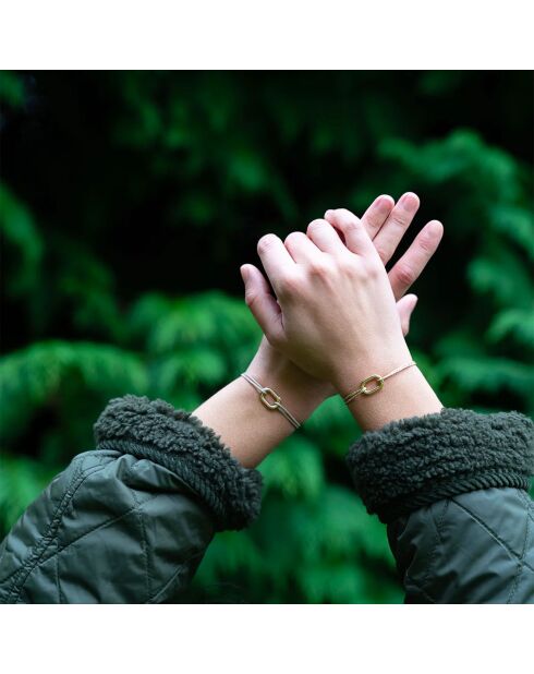 2 Bracelets Filin + Écubier en plaqué Or doré/beige