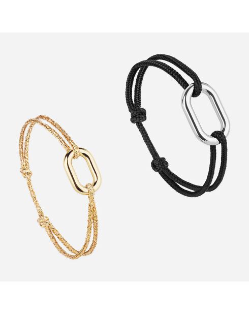 2 Bracelets Filin + Proue en plaqué Argent & Or doré/noir