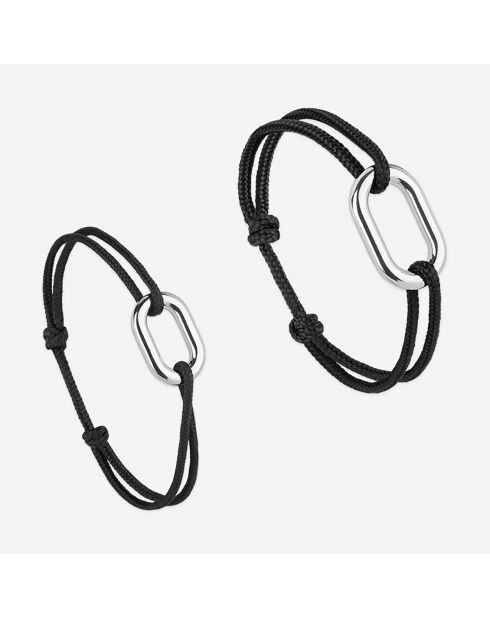 2 Bracelets Harpon + Proue en plaqué Argent noirs