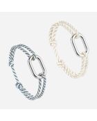 2 Bracelets Hune + Amure en plaqué Argent beige/blanc//bleu