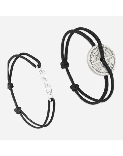 2 Bracelets Lame + Austral en plaqué Argent noirs
