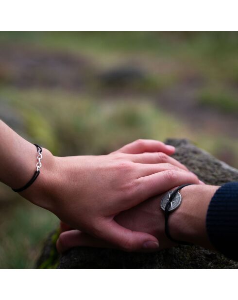 2 Bracelets Lame + Austral en plaqué Argent noirs