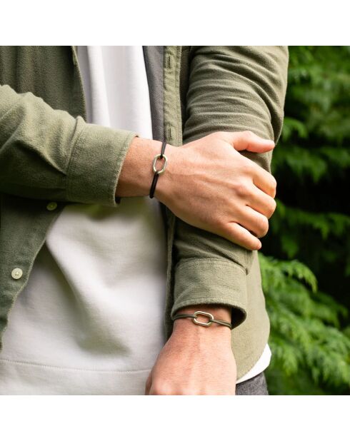 2 Bracelets Proue + Traille en plaqué Argent noir/kaki