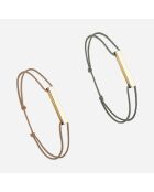 2 Bracelets Quête + Avancée en plaqué Or beige/kaki