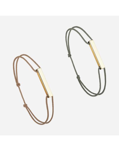 2 Bracelets Quête + Avancée en plaqué Or beige/kaki