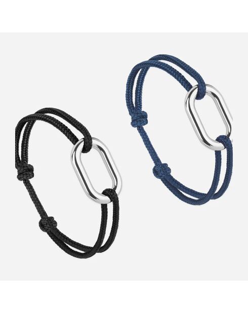 2 Bracelets Quille + Proue en plaqué Argent bleu marine/noir