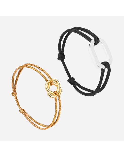 2 Bracelets Rouf + Nuance en plaqué Argent & Or noir/doré