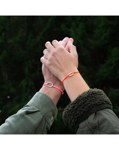 2 Bracelets Tangon + Arceau en plaqué Argent orange fluo/blanc