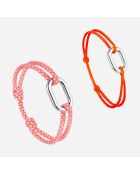 2 Bracelets Tangon + Arceau en plaqué Argent orange fluo/blanc