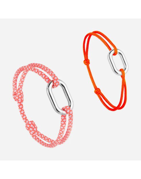 2 Bracelets Tangon + Arceau en plaqué Argent orange fluo/blanc