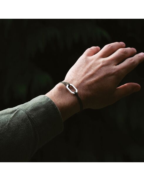 2 Bracelets Tige + Darse en plaqué Argent bleu marine/kaki