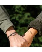 2 Bracelets Tige + Filin en plaqué Argent & Or kaki/doré