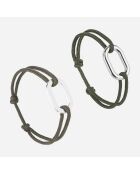 2 Bracelets Tige + Traille en plaqué Argent kaki