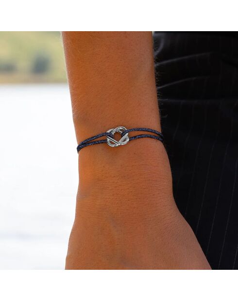 Bracelet Faveur en plaqué Argent bleu marine