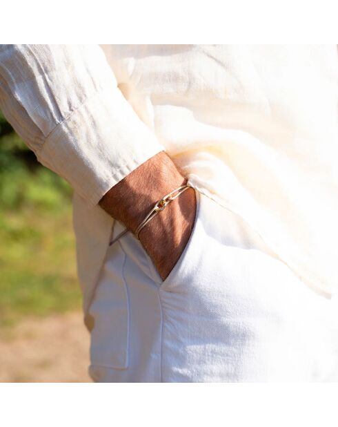 Havana armband in beige verguld