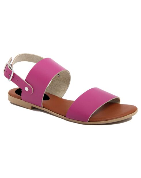 Sandales en Cuir Aurélie fuchsia