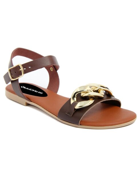 Sandales en Cuir Gwen marron