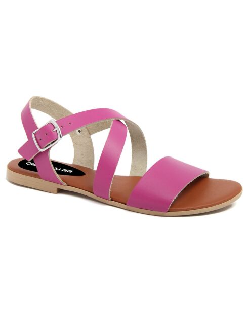 Sandales en Cuir Capucine fuchsia