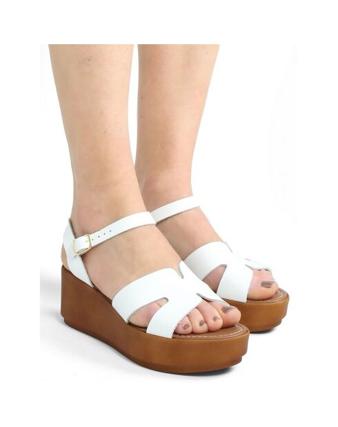 Sandales en Cuir Lecce blanches - Talon 6.7 cm